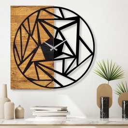 Wallity Reloj de pared decorativo de madera Nogal y Negro